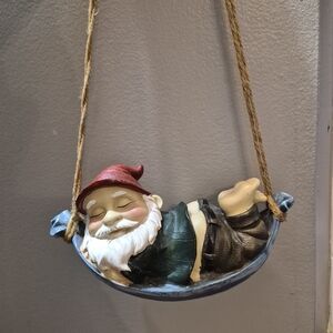 Hanging Garden Gnome with Red Hat